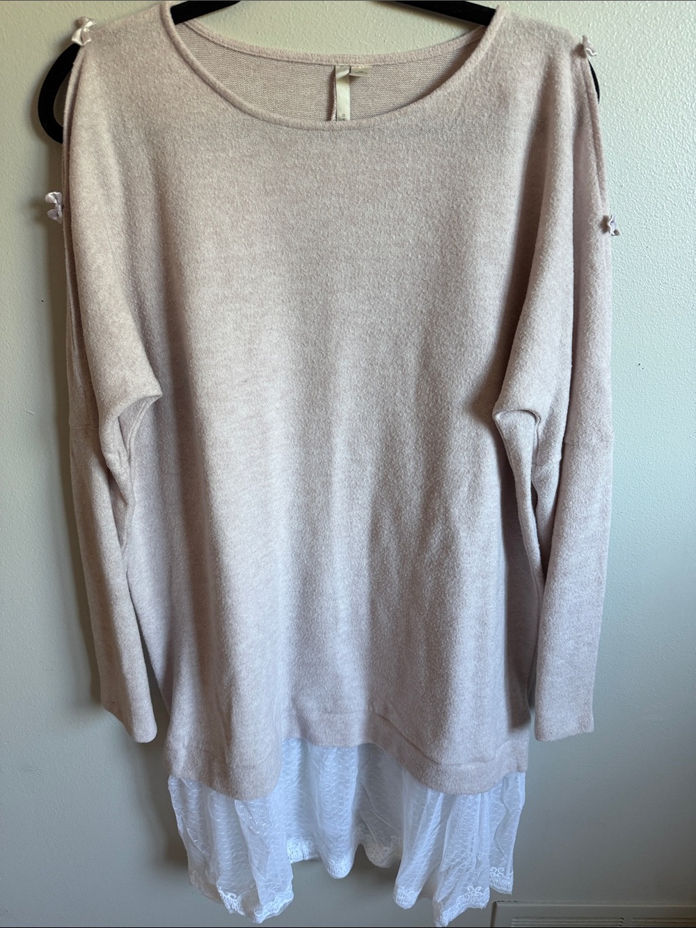 Lauren Conrad Lace Tunic Oversized Sweater, Open on Shoulders Size XL